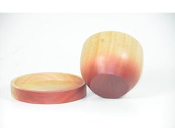 set houten onderbord en kom - diameter 11 cm - Kinta