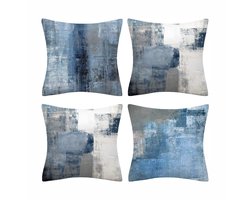 Set kussenhoezen (45x45 cm) — 4 bedrukte decoratieve sierkussens (Geschikt voor banken & slaapkamers; inclusief binnenkussens) | Woonkameraccessoires