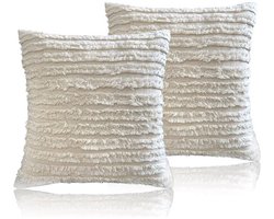 Set kussenslopen - Decoratieve hoezen - Bankdecoratie - Steen gewassen katoen - 2 stuks van 50 x 50 - Natuurlijke boho-stijl