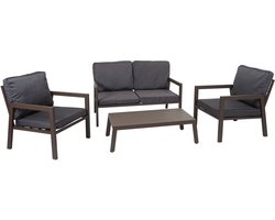Set MCW-L64, tuinset loungeset bank, metaal ~ bekleding grijs