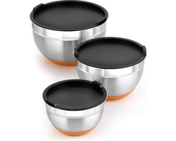 Set met 3 roestvrijstalen kommen - 12 16 20 cm - 04 liter 18/10