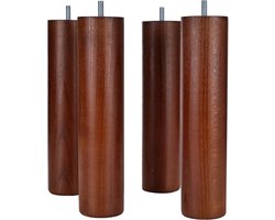 Set meubelpootjes - Meubelonderdelen - Meubels opknappen - Cilindervorm - 25 cm hoog - Kersenhout