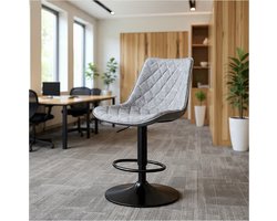 Set of 2 Bar Stools, Height Adjustable with Microfiber Leather, Bar Chair with Backrest, Swivel Bistro Chair, Design, Bar Chairs for Kitchen, Bar, Tea Gift Table - Grey-Casa Serena