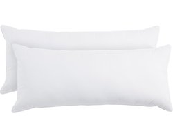 Set of 2 Goose Down Feather Cushion Cover 100% Cotton Oeko-Tex Standard 100 Machine Washable 40 x 90 cm - White
