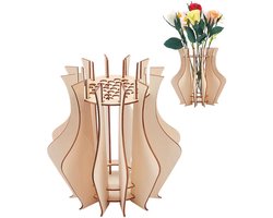 Set of 2 Wooden Vases for Flowers, Artificial Flower Vase Made of Wood, Flower Vase, for Bouquet Arrangements, Home Decoration, Dining Table, 20 x 20 cm