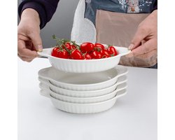 Set of 4 Individual Bakeware Casseroles - Small Ceramic Dishes for the Oven - Ideal for Souffle, Cream Brulee, Lasagna, Tiramisu