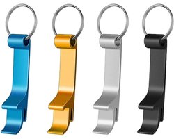 Set of 4 multicoloured aluminium can openers (black, silver, blue, gold) - practical accessory for parties and meetings - ShopVlot