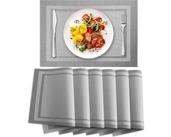 Set of 6 Washable Placemats 30 x 45 cm Heat-Resistant Plates Coasters Non-Slip Grey