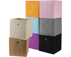 Set of 8 Foldable Storage Boxes, 27 x 27 x 28 cm, Colourful Foldable Fabric Box, Non-Woven Fabric Storage Boxes - ShopVlot