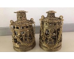 Set of DHOKRA Handcrafted Brass Lamps