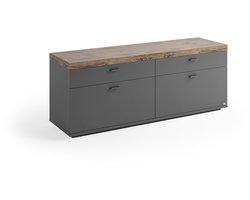 Set One Lancaster TYPE 35 lowboard, gedemonteerd Grijs Antraciet/Eiken Ribbeck Cognac