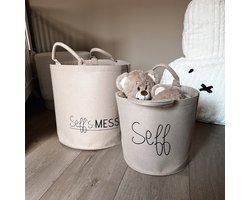 Set Opbergmanden voor babykamer-kinderkamer-woonkamer-Bedrukte manden met naam-Persoonlijke opbergmanden kind met naam-30x30cm en 40x40cm-Sand