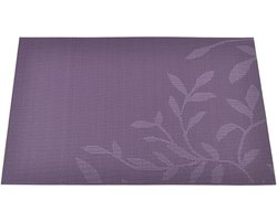 Set Placemats - Tafelonderleggers Afwasbaar - Keuken Decoratie - Hittebestendig PVC - 38 cm Diameter - Paars