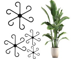 Set plantensteunen (4-delig) — Clips tegen omvallen en voor stengelgeleiding (o.a. Monstera) — Decoratieve plantensteunen voor potplanten — Transparante bevestigingsclips voor hydrocultuur — Geschikt voor bloemen, rozen, tomaten, Monstera's en meer
