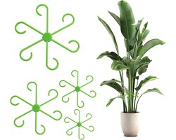 Set plantensteunen (4-delig) — Clips tegen omvallen en voor stengelgeleiding (o.a. Monstera) — Decoratieve plantensteunen voor potplanten — Transparante bevestigingsclips voor hydrocultuur — Geschikt voor bloemen, rozen, tomaten, Monstera's en meer