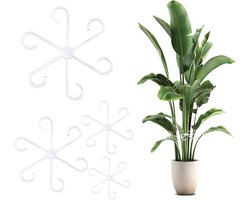 Set plantensteunen (4-delig) — Clips tegen omvallen en voor stengelgeleiding (o.a. Monstera) — Decoratieve plantensteunen voor potplanten — Transparante bevestigingsclips voor hydrocultuur — Geschikt voor bloemen, rozen, tomaten, Monstera's en meer