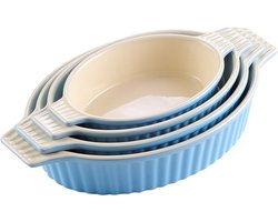 Set porseleinen ovenschaal bakschaal; 4-delig, rond, blauw 2