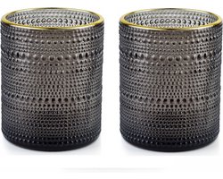 SET RITA GRIJZE Kandelaars ( 2 stuks ) DIA10CM X H12,5CM
