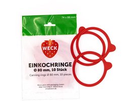 Set rubberen pakkingen voor conservenpot 8 cm ø 10 eenheden|Rubber gasket pack for 8 cm ø preserve jar 10 units|Pack de joints en caoutchouc pour bocal de conservation 8 cm ø 10 unités