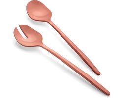 Set Saladebestek van Gerecycled Materiaal in Terracotta Kleur