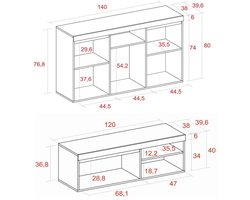 Set Scandinavisch Dressoir en TV-meubel 120 cm in Eiken Zwart