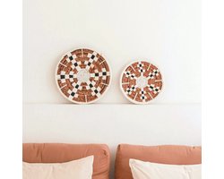 Set (S+M) Wanddecoratie Ronde Boho Wandmand of Platte Kom TAMAN gemaakt van Bananenvezel