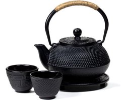 SET: Tetsubin Theepot 0,6 liter met Onderzetter + 2 Kopjes