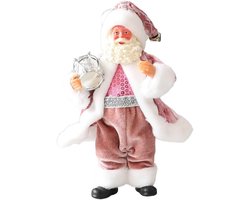 Set van 1 stuk - Kerstmanornament van 18 cm - Roze en zilver - Stoffen ornament - Kerstboomornament - Creatief hangend ornament - Zacht stoffen ornament voor de woonkamer