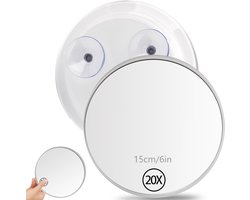 Set van 1 stuk - Make-upspiegel - Make-upvergrootspiegel - Vergrootspiegel - Make-upspiegel met zuignap voor de badkamer - Holle spiegel - 20x vergroting - Draagbaar - Geschikt voor badkamer, slaapkamer, woonkamer, enz. - Diameter 15 cm - Wit