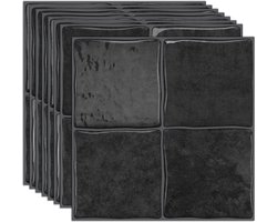 Set van 10 3D Tegelstickers - 15.25 x 15.25 cm - Plaktegels - Zelfklevende Wandtegels - Spatwand Keuken & Badkamer - Watervast - Antraciet