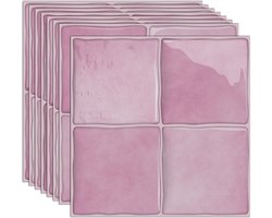 Set van 10 3D Tegelstickers - 15.25 x 15.25 cm - Plaktegels - Zelfklevende Wandtegels - Spatwand Keuken & Badkamer - Watervast - Oudroze