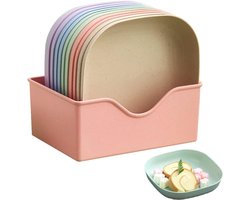 Set van 10 borden, herbruikbare borden, campingborden, eetborden, picknickservies, tafelservies, voor cake, desserts, pasta, fruit, keuken, servies