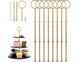 Set van 10 etagèrestangen voor taarten en muffins - Vintage metalen stangen in goud - Bouwpakket met 3 etagères