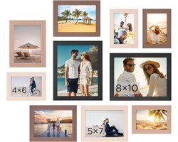 Set van 10 Fotolijsten voor Muur en Tafel - Inclusief Diverse Maten