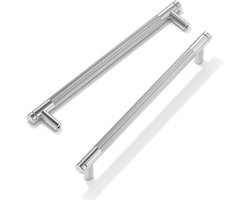 Set van 10 Geborsteld Satijn Nikkel Serrated Kastgrepen, 7.5" Gatenafstand, T-Vormige Zilveren Grepen voor Laden, Kasten en Kledingkasten