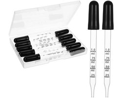 Set van 10 Glazen Pipetten 1.0ml met Siliconen Druppelaar en Meetverdeling voor Planten, Huisdieren en Snoep Molden