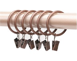 Set van 10 Gordijnringen met Clips en Haken - Voor Gordijnroedes