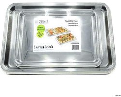 Set van 10 Grote Rechthoekige Serveerschalen voor Feestjes en Buffet - Gemaakt van Gerecycled Materiaal