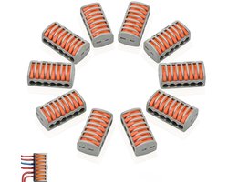 Set van 10 Kabelconnectoren met Hefboom, 8 Poorts Kroonluchter Clips, Stekkerverbindingen voor Elektrische Kabels, 250V 32A, Duurzame Bevestigingsclips voor Kroonluchters en Kabels