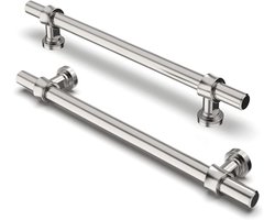 Set van 10 Kastgrepen 160mm Boorgatafstand voor Badkamer en Kledingkasten - Geborsteld Satijn Nikkel Afwerking