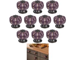Set van 10 – Kastknoppen – Ronde pompoenvorm – Inclusief schroeven van 2,5 cm – Geschikt voor kasten, kledingkasten, lades, lockers, dressoirs – Paars