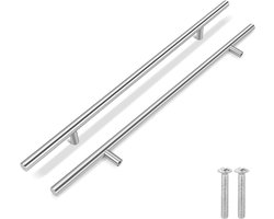 Set van 10 keukenkasthandgrepen, zilveren ladekasten 24 inch, 15 inch gatcentrum, roestvrijstalen T-stang met satijn geborsteld nikkel, hardware voor keukenkastdeur, badkamermeubels