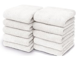 Set van 10 kleine badstof handdoeken voor gezicht en handen – 100% katoen, zacht en absorberend – 30×30 cm, Wit