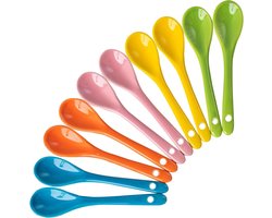Set van 10 Kleurige Porseleinen Eierspellen, Ceramische Theelepels, Dessertlepels en Jamlepels voor Thee en Koffie