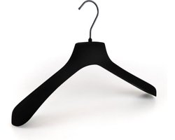 [Set van 10] Luxe uitgevoerde zwart fluwelen (velours / flock / fluweel / velvet) kledinghangers / garderobehangers / jashangers met bijpassende zwarte haak en brede schouders voor jassen, truien, vesten en colberts