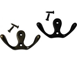 Set van 10 metalen kledinghaakjes, hangers (dubbel, kleur: zwart)