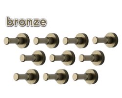 Set van 10 metalen kledinghaken, kapstok, brons
