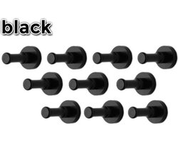 Set van 10 metalen kledinghaken, kapstok, zwart