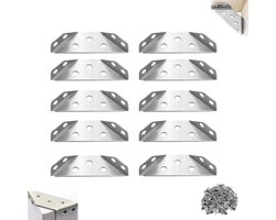 Set van 10 - Meubelhoekverbinders - Roestvrijstalen hoekbeugels - Trapeziumvormige hoekbeugels - Metalen hoekverbinders - L-vormige meubelhoekbeugels - Geschikt voor planken, kasten, tafels, stoelen, bureauranden en dozen