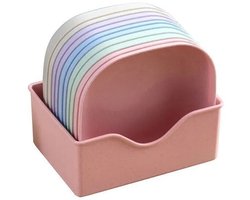 Set van 10 natuurlijke tarwestro-dienbladen met voet - biologisch afbreekbaar - vierkant snackplateau van 14,5 cm - ideaal voor feesten, kamperen, bruiloften. Onbreekbaar, gemakkelijk schoon te maken, handig op te bergen.